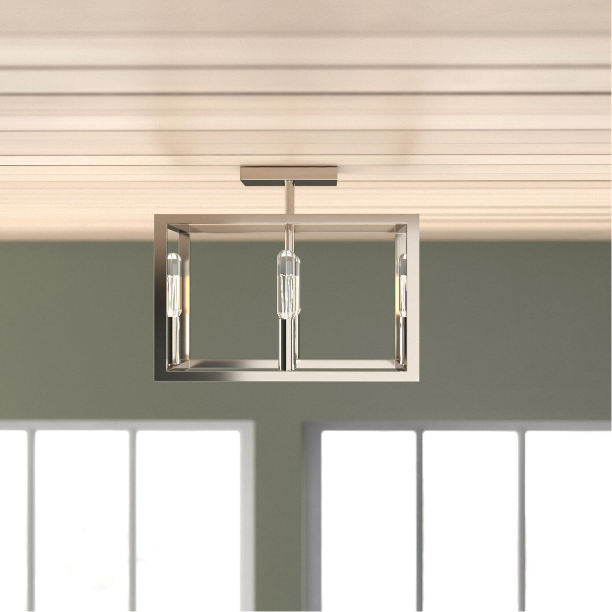 Uptown 4 Light 12 inch Satin Platinum Semi-Flush Ceiling Light